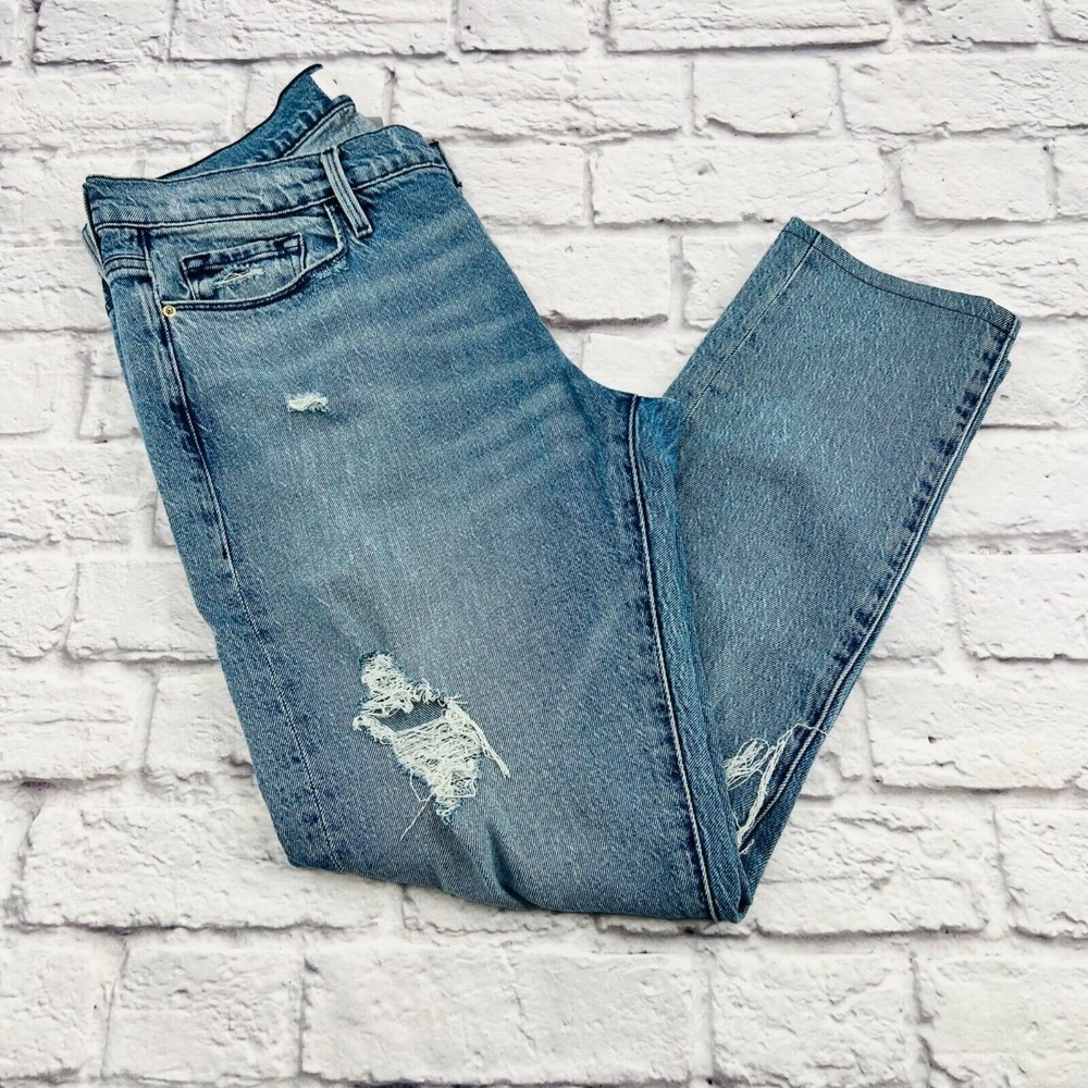 FRAME Le Garcon 29 Beldon Rips Relaxed Boyfriend Jeans Light Wash Distressed
